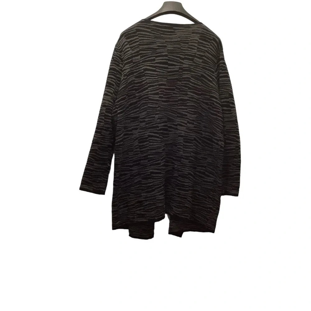 🛍️ 2/$25 EUC Vince Camuto Zebra Open Front Long Black Striped Cardigan Womens XL